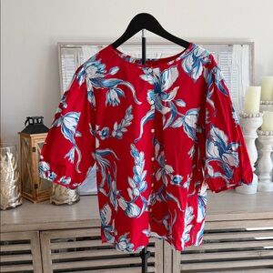 Karen Kane Red Floral Button-Front Women’s Top